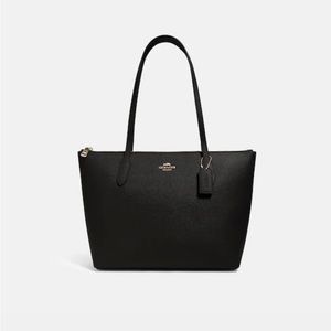 Coach black zip top tote
